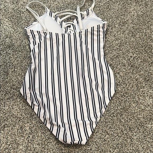 Nautica Navy and White Striped One Piece Swimsuit - Picture 2 of 3